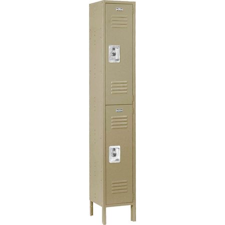 GLOBAL INDUSTRIAL Double Tier Locker, 12x18x36, 2 Door Ready To Assemble, Tan 254127TN